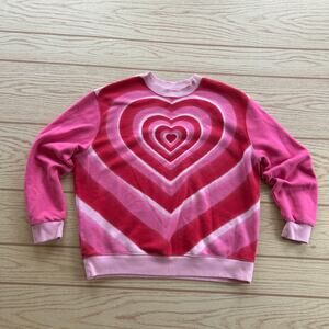 Wild Fable Retro Heart Patterned Crew Neck Sweatshirt Women's Size XS